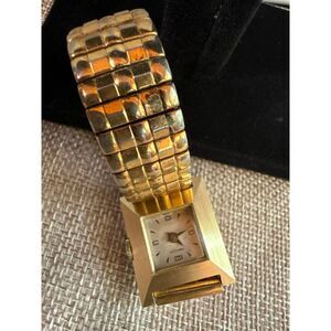 Vtg Westclox Swiss Made Wristwatch Gold-Tone Square Case Expansion Band1950s–60s
